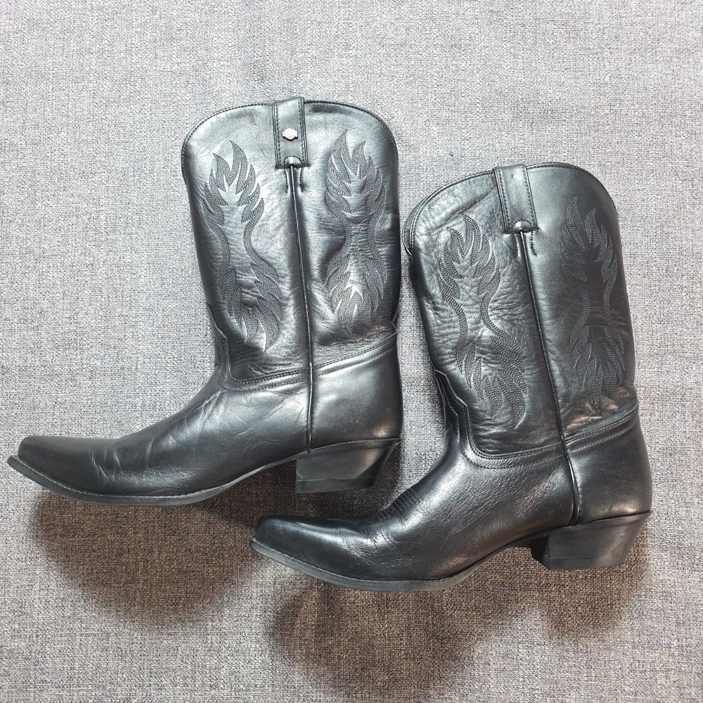 Harley Davidson Women's Black Cowboy Boots Size 10 #81576 Y36 Fits Small